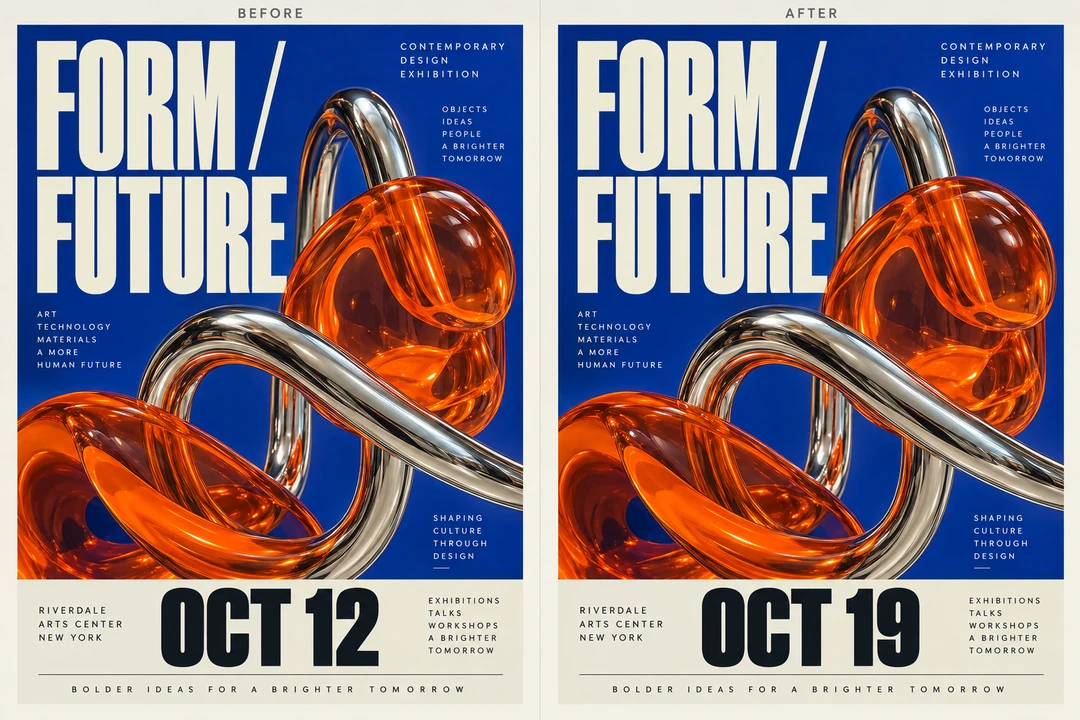 Design exhibition poster: update the event date from OCT 12 to OCT 19.